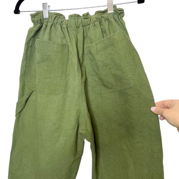 Tigre Et Tigre Green Sunny Canvas Cargo Utility Straight Leg High Rise Pant Sz S - Picture 7 of 12